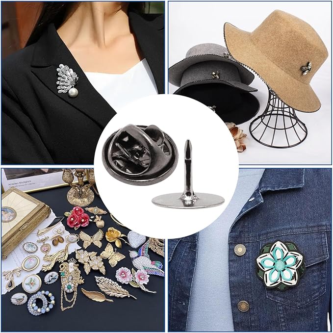 50 Set Pin Backs, Blank Pins Scatter Butterfly Clutch Pin Holder Enamel Pin Locking Backs Tie Tacks Jewelry Pin Backings Clasp for Brooch Lapel Hat Uniform Badges Tie Tack (10mm, Black)