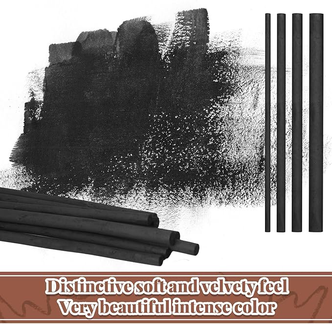 Gueevin 24 Pcs Willow Charcoal Sticks, Willow Charcoal, Artists, Beginners, Students, Perfect for Sketching, Drawing, Shading, and Fine Art Christmas Gifts for Art (2-4mm,4-5mm,5-7mm,7-9mm)