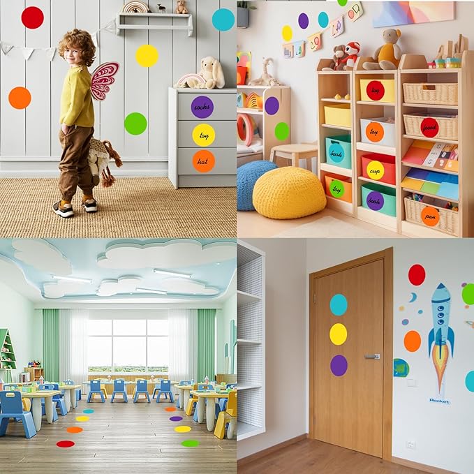 STARLIBOO 6" Round Large Colored Stickers Labels, Dots Circles Stickers for Moving,School, Home, Office, Business- 6 Colors -30 Packs
