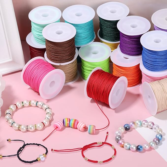 Cridoz 20 Rolls Wax String for Bracelet Making, Waxed Thread Bracelet Cord, Waxed Polyester Cord Bracelet Rope for DIY Bracelets, Necklace and Macrame