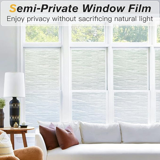 Haton Window Privacy Film, Frosted Glass Privacy Window Clings, Sun Blocking Frosting Opaque Coverings, Static Cling Removable Decorative Stickers for Home Door, Non-Adhesive 29.5" x 118.1"