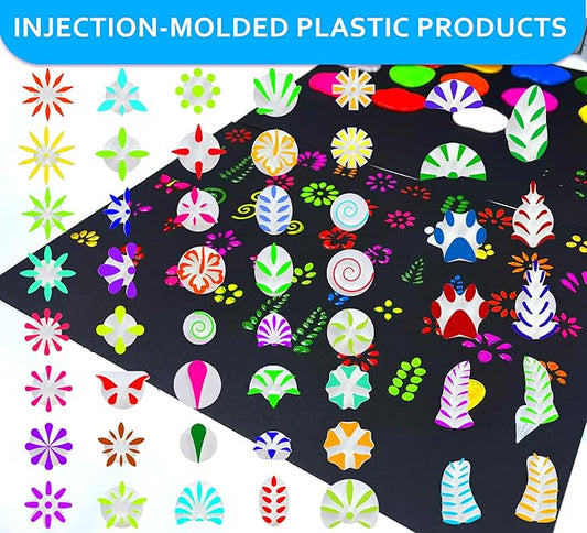 GEOCCI Flower Petal Tools for Dot Painting,50 Petal Shapes Dotting Tool,Mandala Dot Art Tools for Rocks,Embosssing Tools for Painting Dots (Pink)