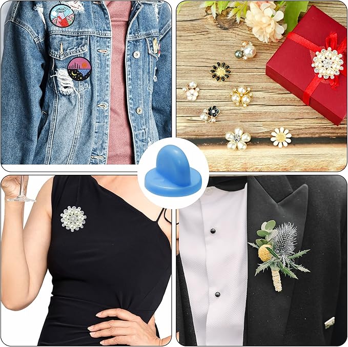 400pcs PVC Rubber Butterfly Clutch Pins Tie Tacks Blank for Uniform Badges Backing Holder Clasp Lapel Enamel Pins(200 Sets),Blue