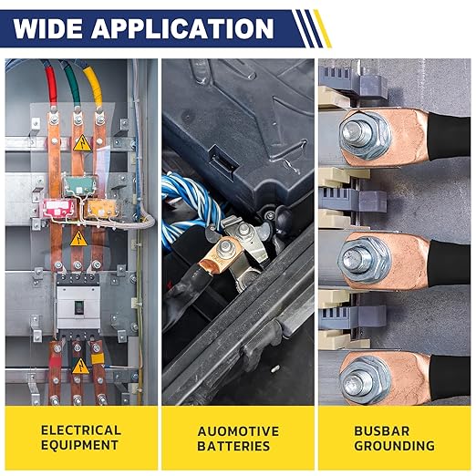 haisstronica 10pcs 8 AWG - 5/16" (M8) Battery Cable Lugs, Heavy Duty Copper Wire Lugs with 10pcs 3:1 Adhesive Heat Shrink Tubing, 8 Gauge Wire Connectors Battery Terminal Connector, Battery Cable Ends