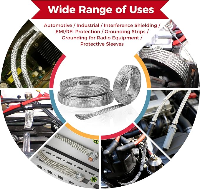 Tinned Copper Braid Cable Wire Shielding Sleeve, 5/16 in Wide, 15ft | Ground - Image 9