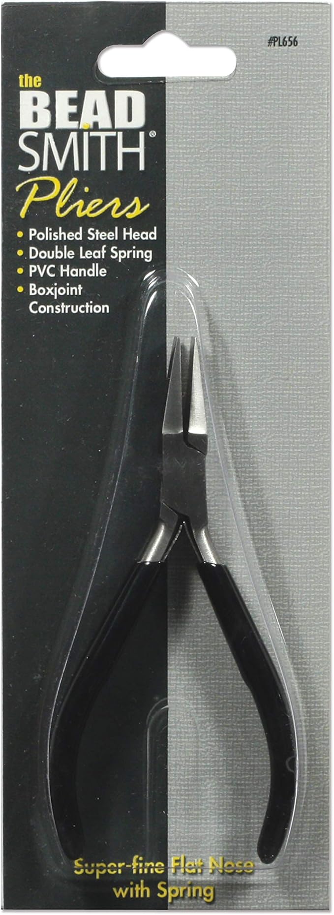 The Beadsmith Flat Nose Pliers – Extra Fine Tips – 4.5 inches (114mm) – PVC Grip Handle with Double Leaf Springs – Jewelry Making Tool for Creating Bracelets, Earrings and Necklaces