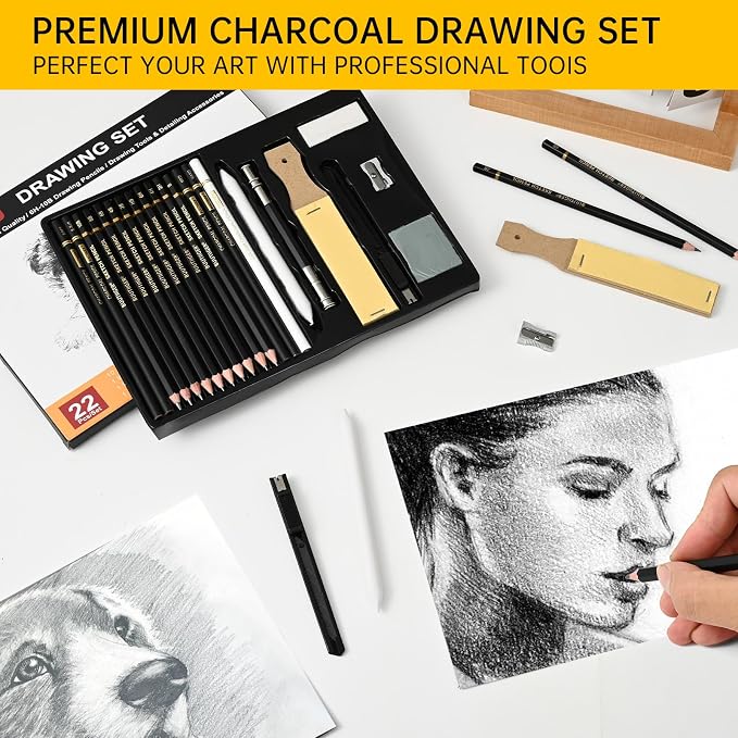 Charcoal & Graphite Drawing Pencils, 6H-10B Sketch Set, 22 Pack | Graphite - Image 7