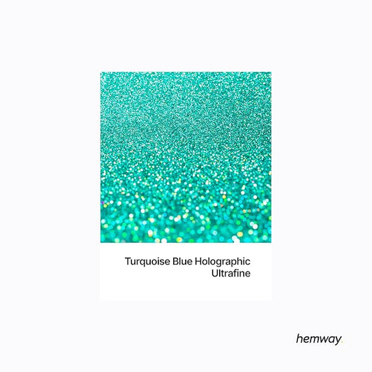 Hemway Polyurethane & Epoxy Glitter Metallic Crystal Flake Additive for Flooring, Jewellery Making, Tumblers and Resin 100g / 3.5oz - Ultrafine (1/128" 0.008" 0.2mm) - Turquoise Blue Holographic