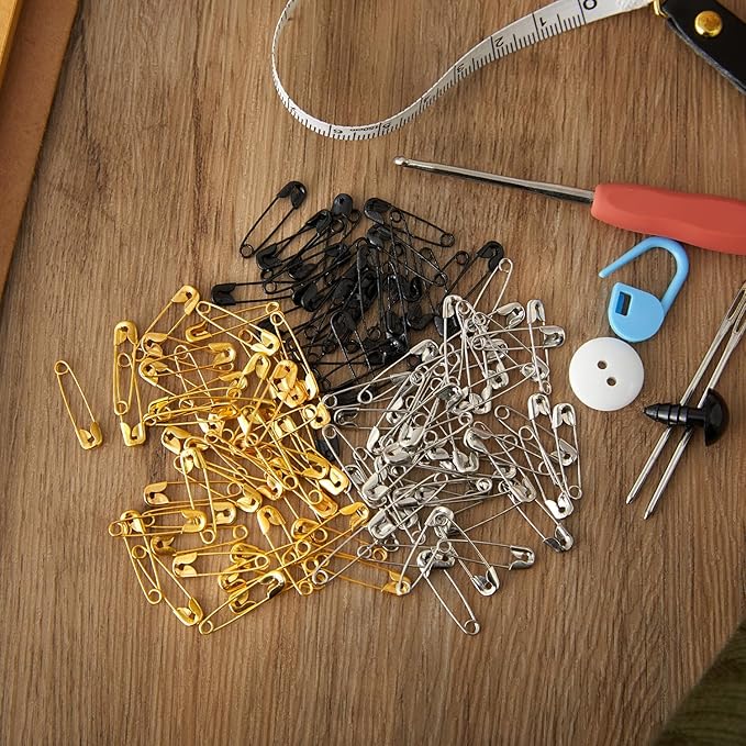 1000PCS Safety Pins, 0.75In/19mm Small Fastening Pins, Rust Resistant Nickel Plated Steel Set for Crafting, Sewing, Jewelry Making Fabric DIY, Rimming Fastening Clip Button for Garment Hang Tag (Gold)