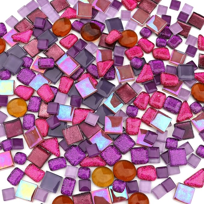 LITMIND 1.1LB Purple Mixed Irregular Crystal Glass Mosaic Tiles - Image 5