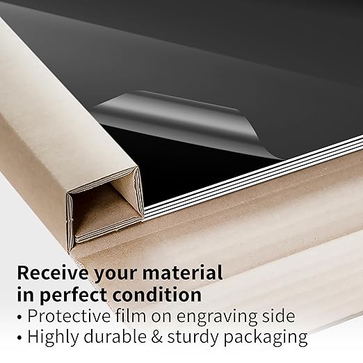 Trotec TroLase | 12"x12"x1/32", 8 Pcs | Black/White | 2 Ply | Modified Acrylic | Laser Engraving Double Color Plastic Sheet | Engraving Blanks for Laser, Saw, Guillotine | Made in USA