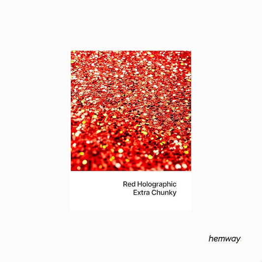 Hemway Polyurethane & Epoxy Resin Glitter 100g / 3.5oz Metallic Crystal Flake Additive for Flooring Jewelry Tumblers Glass Pigment - Extra Chunky (1/24" 0.040" 1mm) - Red Holographic