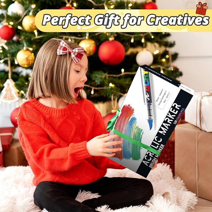 120 Colors Acrylic Paint Markers, Soft Brush Tip Pens with Direct Ink System for Rock, Wood, Fabric, Canvas, Glass, Waterproof Paint Pens for DIY Crafts, Kids & Artists