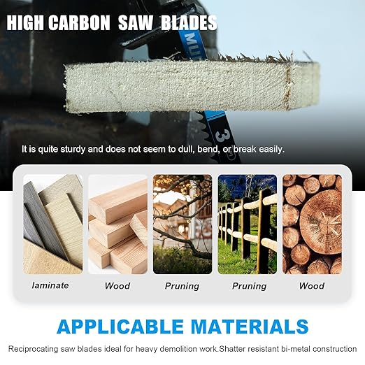 1 Pack 9 inch Reciprocating Saw Blades Set,3 TPI High Carbon Saw Blades for Wood Cutting ,Saw Blades with Organizer Case (1, 3T/9inch)