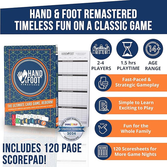 Hand & Foot Remastered 4 Player Edition – Card Game for Adults & Families