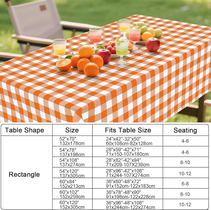 Smiry Rectangle Table Cloth, Waterproof Vinyl Tablecloth - Image 7