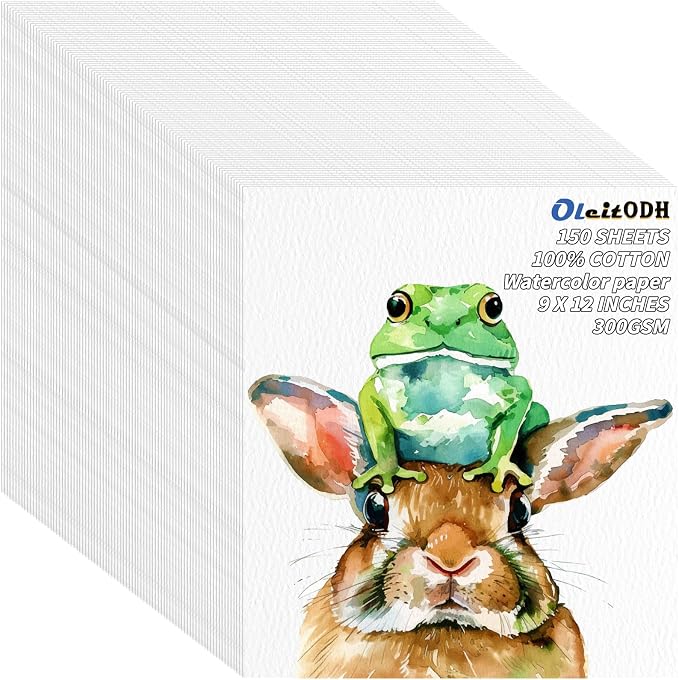 300 Sheets Cotton Watercolor Paper Bulk -140LB/300GSM Art Paper-9 x 12 inch - Image 9