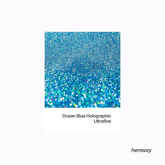 Hemway Polyurethane & Epoxy Resin Glitter 100g / 3.5oz Metallic Crystal Flake Additive for Flooring Jewelry Tumblers Glass Pigment - Ultrafine (1/128" 0.008" 0.2mm) - Ocean Blue Holographic