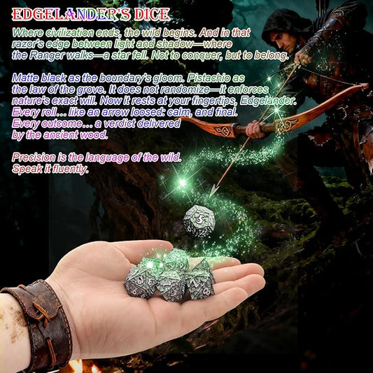 Haxtec Metal DND Dice Set Polyhedral D&D Dice Compatible with Dungeons and Dragons Gift TTRPG Black Green Metal Dice