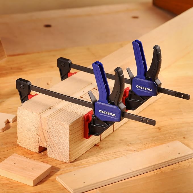 WORKPRO Mini Bar Clamps for Woodworking, 4-Piece One-Handed Clamp/Spreader - Image 10