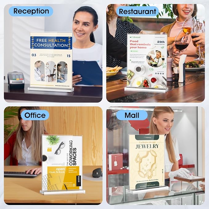 MaxGear Acrylic Sign Holder 8.5" x 11" Double Sided Sign Stand, 18 Pack | Clear - Image 7
