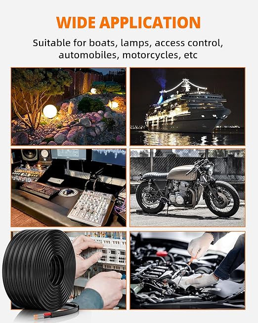 10 Gauge Wire, 10 AWG 2 Conductor Electrical Wire, Flexible/Oxygen-Free Tinned Copper/Stranded PVC 10/2 Cord for Automotive, Marine, LED Strips, Solar, RV, Lighting (30FT)