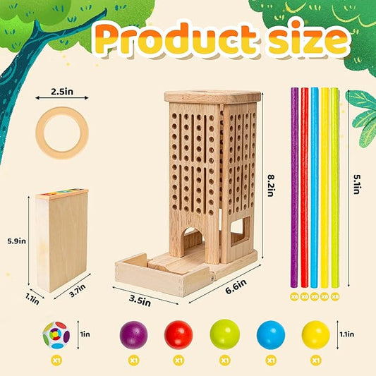 Montessori Wooden Board Games for Kids 3-8 Years,3 in 1 of Playing,Math Counting, Fine Motor Skills Toy,Family Travel Game,Educational Gift for Boys and Girls