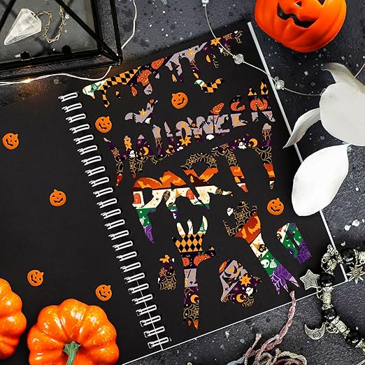 16 Rolls Halloween Washi Tape Holiday Masking Tape Stickers Glod Foil Decorative Tape for Scrapbook Journal DIY Craft Gift Wrapping(Halloween