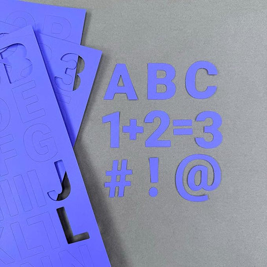 FreshCut Crafts 636 Pcs 1.5 in. Purple Bulletin Board Letters & Numbers, Capital Alphabet Letters, Numbers, Punctuation, US Made Card Stock Punch Out Letters for Posters, Bulletin Boards, Classroom