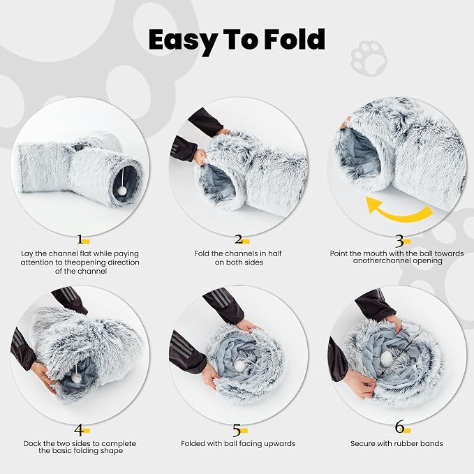 Tempcore Plush Cat Tunnel for Indoor Cats,Collapsible 3-Way Pet Tunnel Toy - Image 9