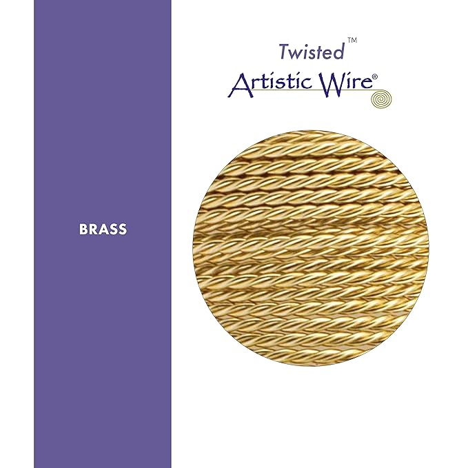 Artistic Wire, 20 Gauge / .81 mm Tarnish Resistant Brass Craft Wire, Round Twist, 3 yd / 2.7 m