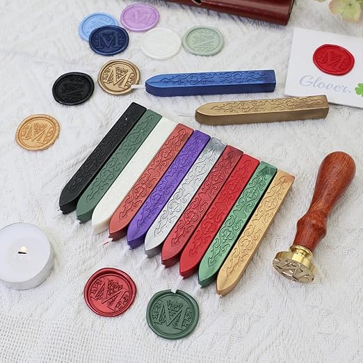 12Pcs Wax Sealing Sticks with Wicks, Assorted Colors Wax Seal Sticks Great for Vintage Mixed Color Waxsealsticks Letter Sealwax Stamp Wedding Invitations, Decoration (12-1)