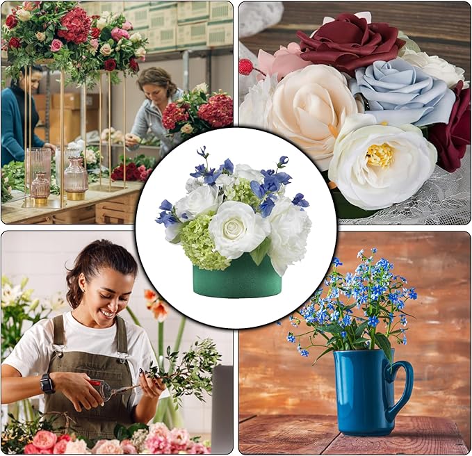 12Pcs Round Floral Foam Blocks, Wet and Dry Foam Bricks for Fresh and Artificial Flowers, Perfect for Wedding Decor, DIY Crafts, and Party Decorations