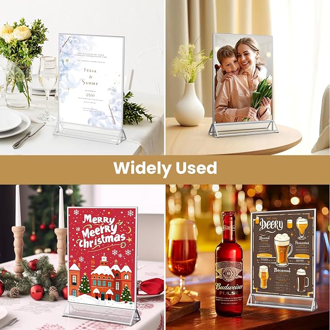 5X7 Silver Frames Double-Sided Acrylic Sign Holder,12 PCS | Silver Picture - Image 7