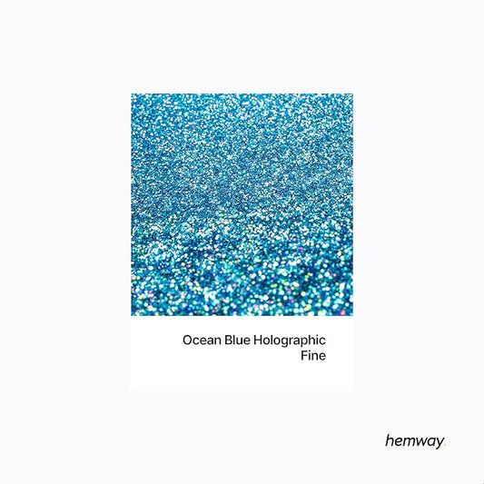 Hemway Polyurethane & Epoxy Resin Glitter 100g / 3.5oz Metallic Crystal Flake Additive for Flooring Jewelry Tumblers Glass Pigment - Fine (1/64" 0.015" 0.4mm) - Ocean Blue Holographic