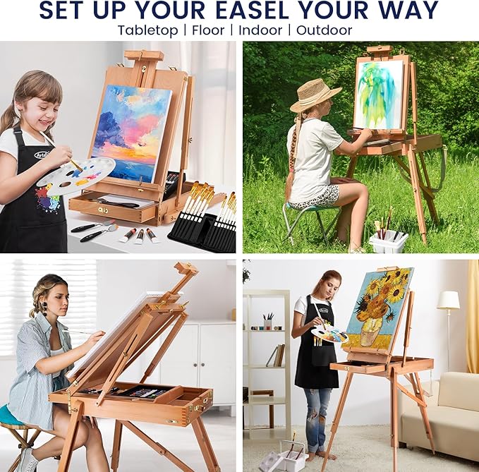188Pcs All-in-One Art Painting Kit with French Easel, 96 Acrylic, Watercolor & Oil Paint Set, Complete Art Supplies Painting Set for Adults, Artists, Beginners
