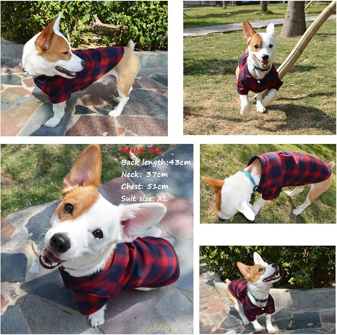 Koneseve Dog Shirt Pet Plaid Clothes T-Shirt Sweater Breathable - Image 6