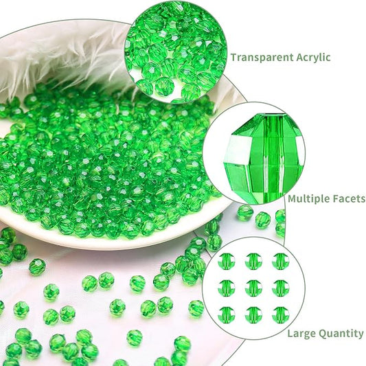 BONNY BOXX 2000pcs 4mm Acrylic Faceted Round Crystal Beads Transparent Deep - Image 2