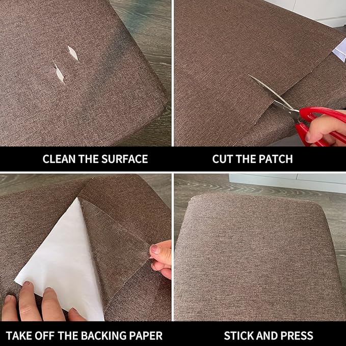 Fabric Repair Patches, 17X79 Inch Linen Repair Tape Self-Adhesive Fabric Patches Durable, DIY Large Linen Tape for Sofa, Couches, Furniture, Chair, Clothing (17X79 Inch, White)