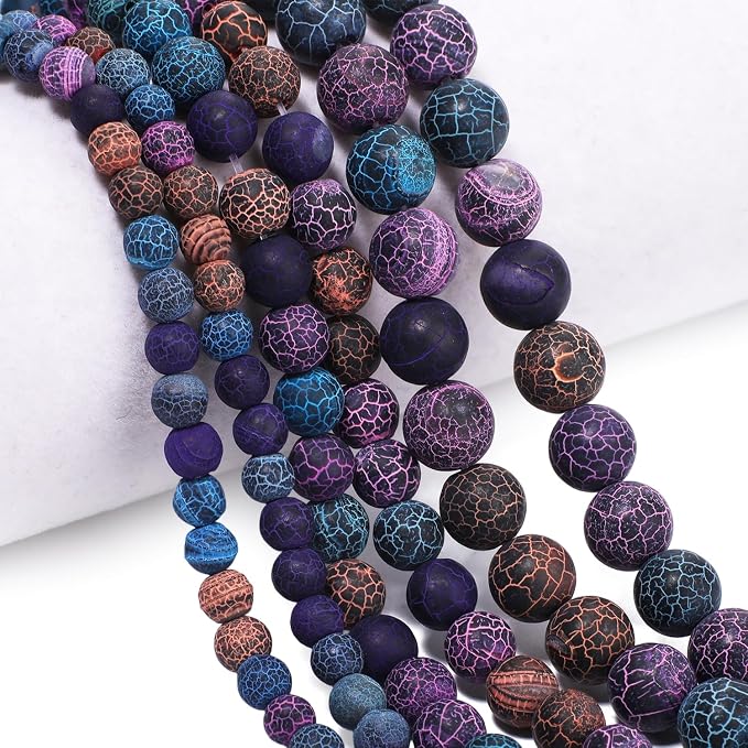 60pcs Natural Matte Colorful Oxidized Gemstone Beads,6mm Frosted Round Loose - Image 7