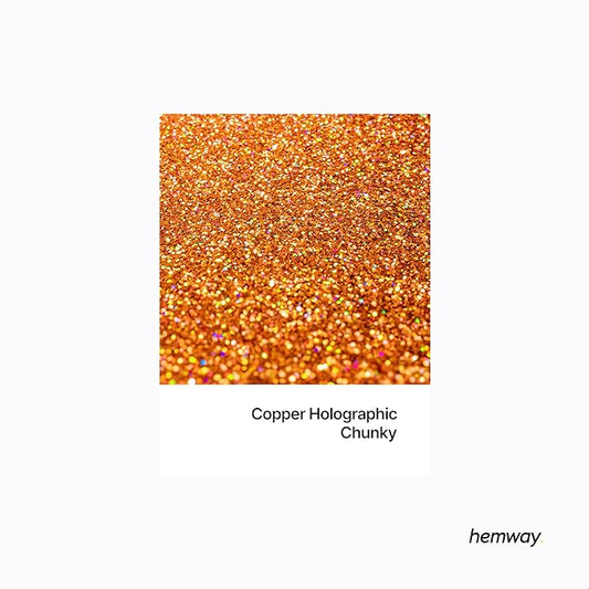 Hemway Polyurethane & Epoxy Resin Glitter 100g / 3.5oz Metallic Crystal Flake Additive for Flooring Jewelry Tumblers Glass Pigment - Chunky (1/40" 0.025" 0.6mm) - Copper Holographic