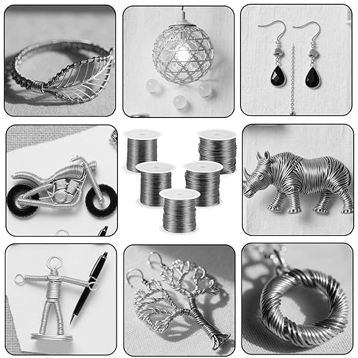 5 Rolls Jewelry Making Wire 18, 20, 22, 24, 26 Gauge Copper Craft Wire Bendable Metal Jewlery Wires Kit Silver Beading Wires for Jewelry Making Supplies and Crafting, 5 Size(Silver)