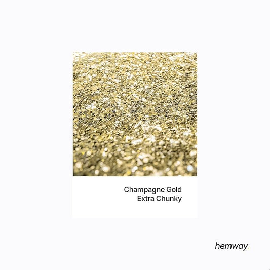 Hemway Polyurethane & Epoxy Resin Glitter 100g / 3.5oz Metallic Crystal Flake Additive for Flooring Jewelry Tumblers Glass Pigment - Extra Chunky (1/24" 0.040" 1mm) - Champagne Gold