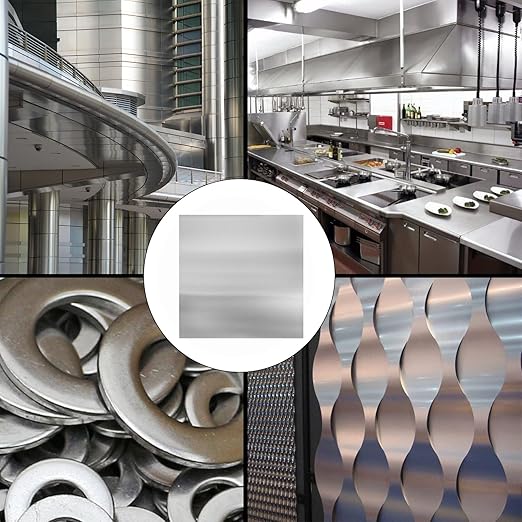 2Pcs 304 Stainless Steel Sheets Metal 6" x 6" x 1/32" Inch 304 Stainless Steel Plates 20 Gauge(0.8MM) Stainless Steel Shim Stock Plates Metal Sheets for Crafting, Stovetop, Snow Frosted Surface
