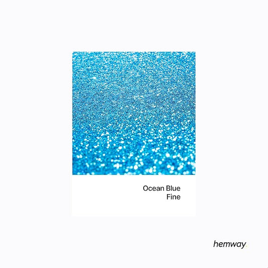 Hemway Polyurethane & Epoxy Resin Glitter 100g / 3.5oz Metallic Crystal Flake Additive for Flooring Jewelry Tumblers Glass Pigment - Fine (1/64" 0.015" 0.4mm) - Ocean Blue