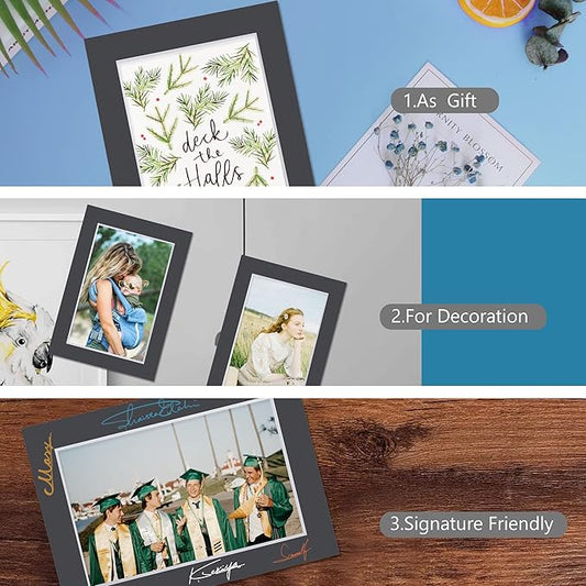 10 Pack Pre-Cut 11 x 14 Black Picture Mats for 8x10 Photos - White Core Bevel Cut Frame Matte, Acid Free, Ideal for Frames/Artwork/Prints