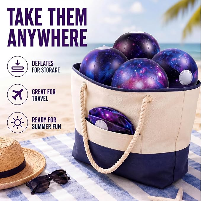Realspring 12 Pack 8 Inch Galaxy Beach Balls – Space Themed Pool Toys - Image 7