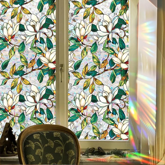 Floral Stained Glass Window Privacy Film, Retro Decorative Rainbow Window - Image 7
