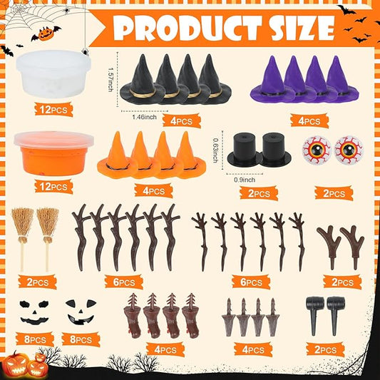 YOGFIT 72 Pack Halloween Pumpkin DIY Craft Clay Kit for Kids, Air Dry Moldable Clay DIY, Pumpkin Craft Kit for Halloween Decorations Indoor Outdoor Trick or Treat Party Favors