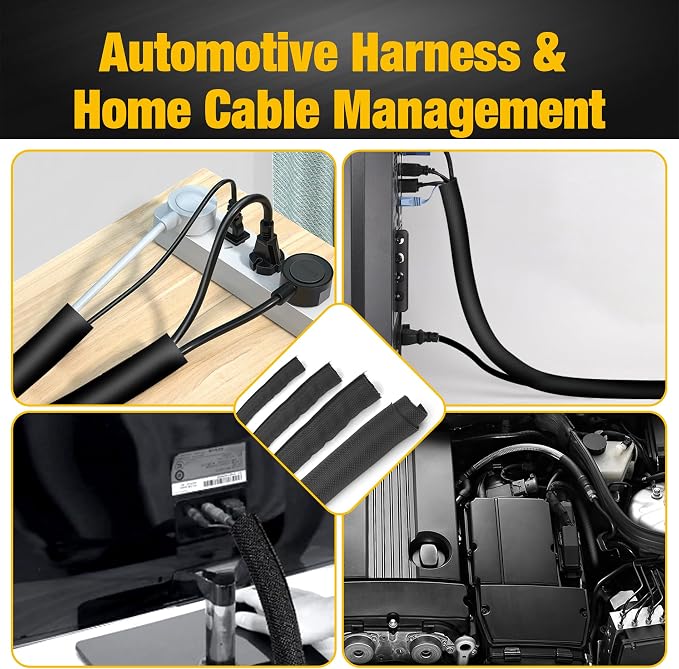 118 Inch Split Braided Sleeve Cable Management, Heat Resistant Automotive Wire - Image 6